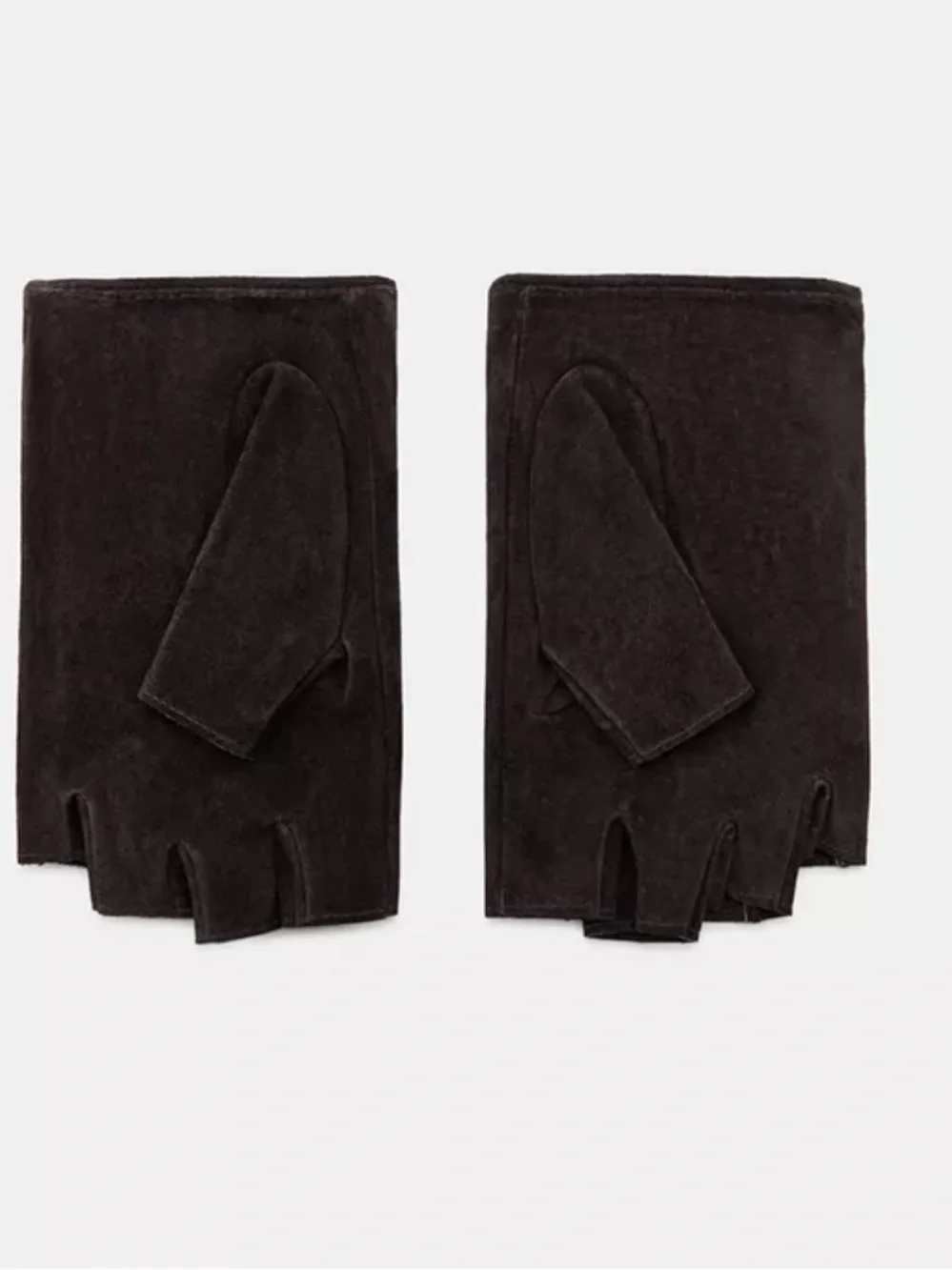 NWT Zara Suede Leather Gloves Fingerless Brown M Retro Classic Y2K